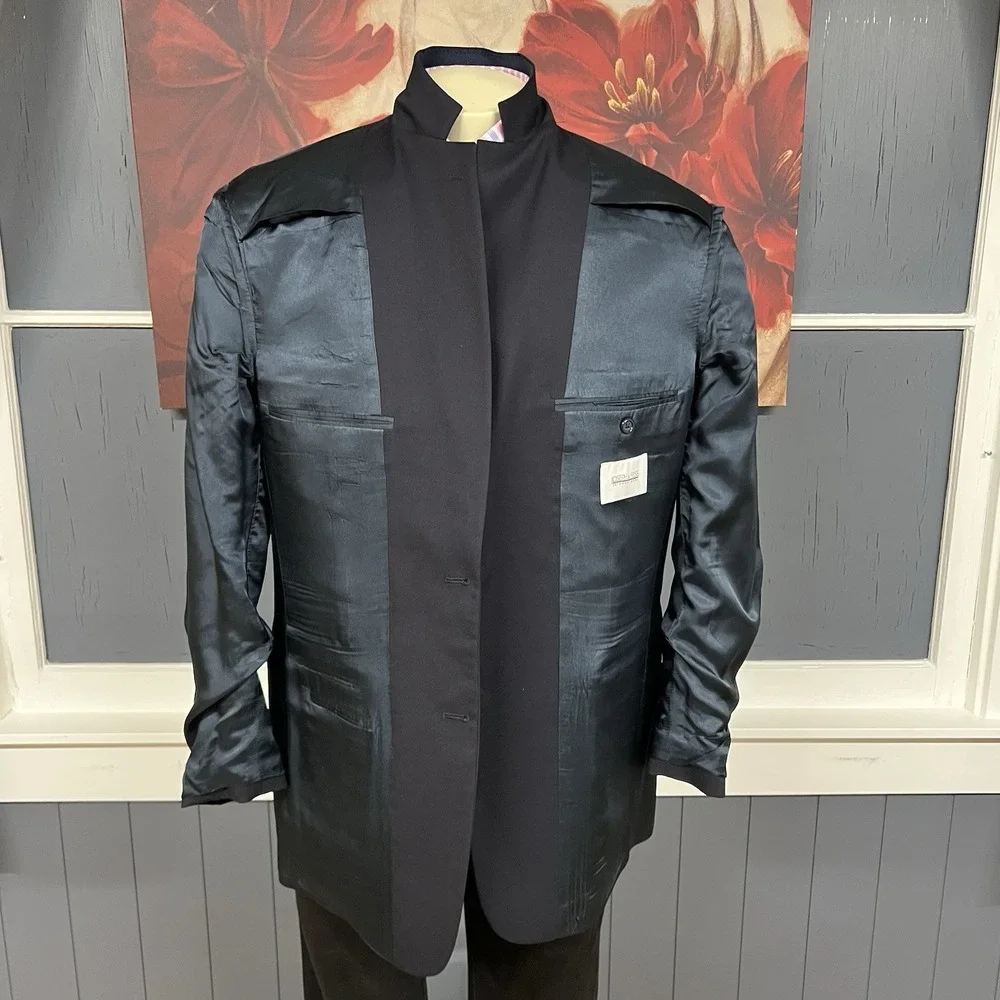 Joseph & Feiss Blazer Mens‎ 41L Long Classic Fit Wool Dark Navy Golden Buttons - Picture 11 of 11